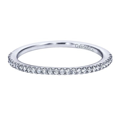 Wedding Band 14k White Gold Diamond Straight