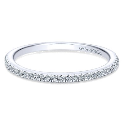 Wedding Band 14k White Gold Diamond Straight