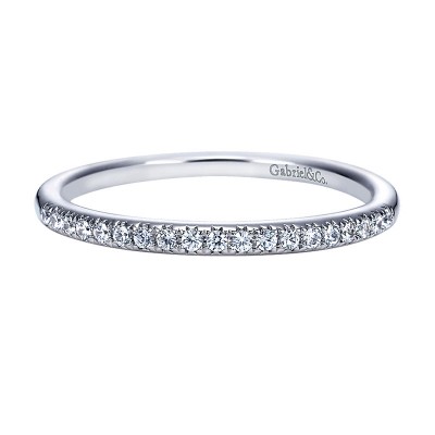 Wedding Band 14k White Gold Diamond Straight