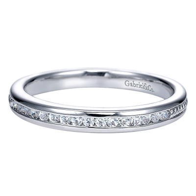 Wedding Band 14k White Gold Diamond Straight