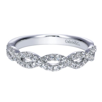 Wedding Band 14k White Gold Diamond Straight