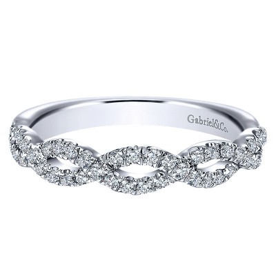 Wedding Band 14k White Gold Diamond Straight