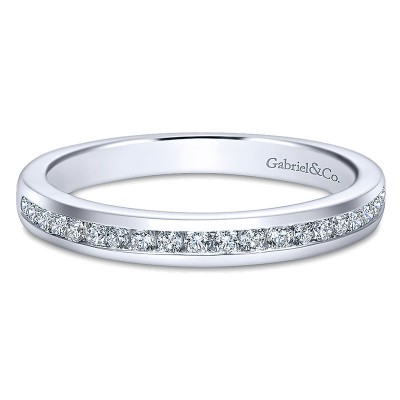 Wedding Band 14k White Gold Diamond Straight
