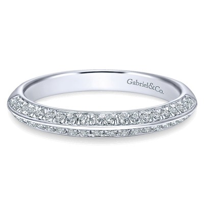 Wedding Band 14k White Gold Diamond Straight