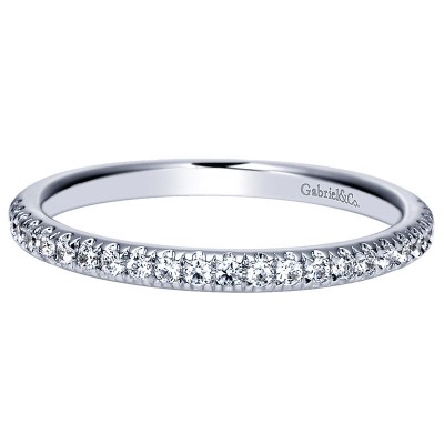 Wedding Band 14k White Gold Diamond Straight