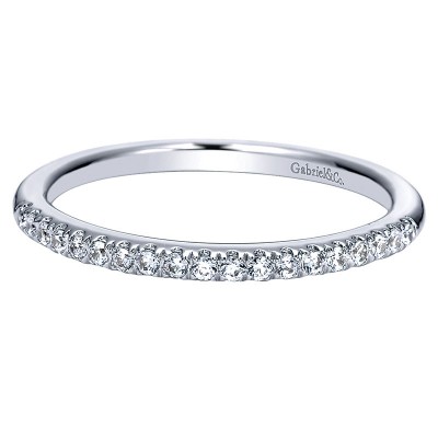 Wedding Band 14k White Gold Diamond Straight