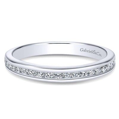 Wedding Band 14k White Gold Diamond Straight