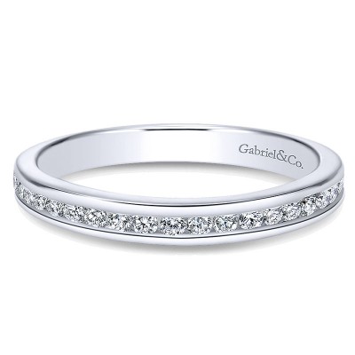 Wedding Band 14k White Gold Diamond Straight