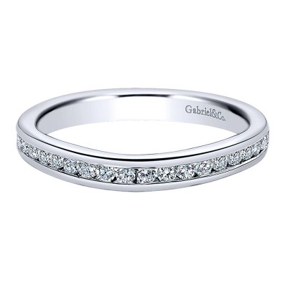 Wedding Band 14k White Gold Diamond Straight