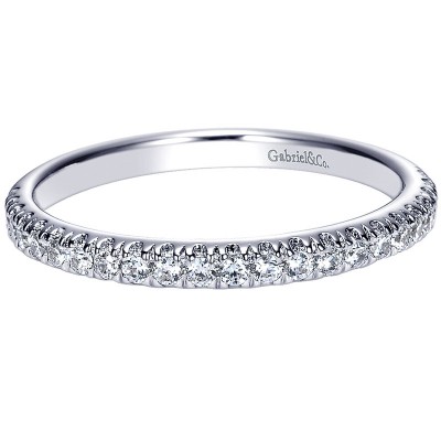 Wedding Band 14k White Gold Diamond Straight