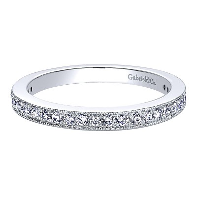 Wedding Band 14k White Gold Diamond Straight