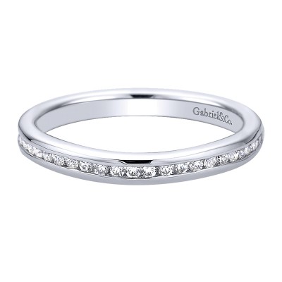 Wedding Band 14k White Gold Contemporary Straight
