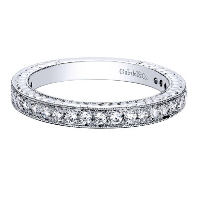 Wedding Band 14k White Gold Diamond Straight