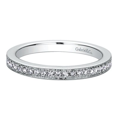 Wedding Band 14k White Gold Diamond Straight