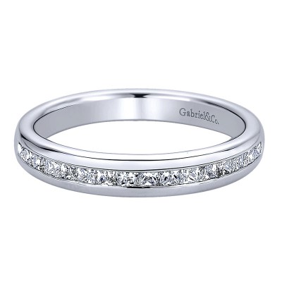 Wedding Band 14k White Gold Diamond Straight
