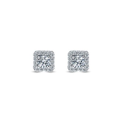 14k White Gold Diamond Stud Earrings