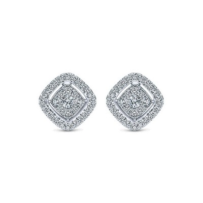14k White Gold Diamond Stud Earrings