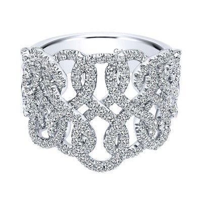 14k White Gold Diamond Wide Band Ladies' Ring