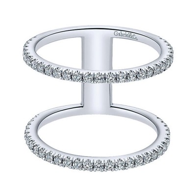 14k White Gold Diamond Wide Band Ladies' Ring