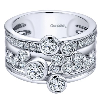 Ladies' Ring 14k White Gold Lusso Diamond Wide Band