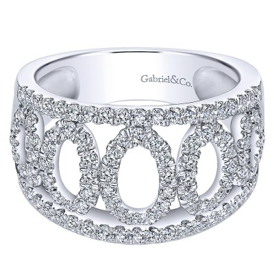 Ladies' Ring 14k White Gold Lusso Diamond Wide Band