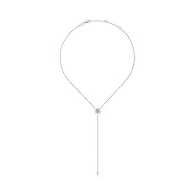 14k White Gold Diamond Y Knots Necklace