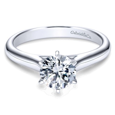 14K White Gold European Shank Solitaire 14K White Gold Engagement Ring ER6623W4Jjj