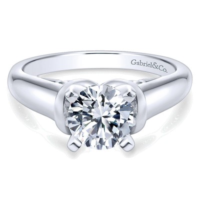 14K White Gold Round Solitaire 14K White Gold Engagement Ring ER9025W4Jjj