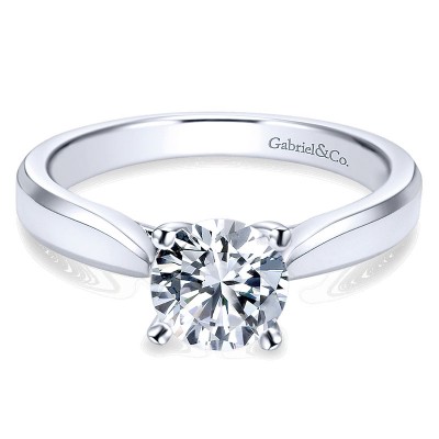 14K White Gold Round Solitaire With Trellis Setting 14K White Gold Engagement Ring ER6591W4Jjj