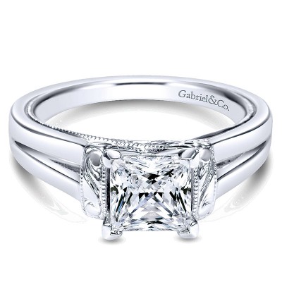 Engagement Ring 14k White Gold Solitaire