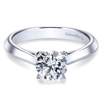 14K White Gold Solitaire Knife Edge 14K White Gold Engagement Ring ER8296W4Jjj