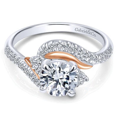 14K White/Pink Gold Diamond Bypass Two-Tone Engagement Ring ER10304T44Jj
