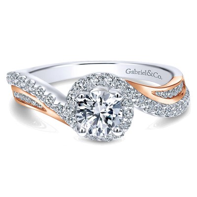 14K White/Pink Gold Diamond Bypass Two-Tone Engagement Ring ER11834R2T44Jj