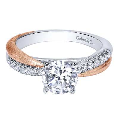 14K White/Pink Gold Diamond Criss Cross Two-Tone Engagement Ring ER10300T44Jj