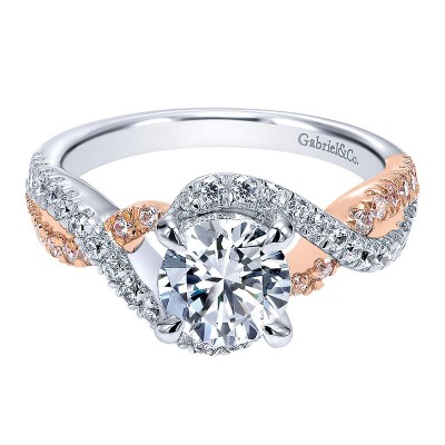 14K White/Pink Gold Diamond Criss Cross Two-Tone Engagement Ring ER12005R4T44Jj
