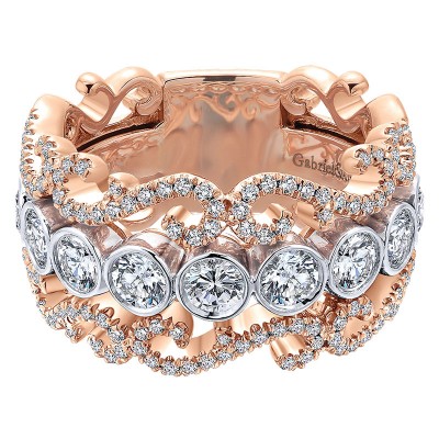 Anniversary Band 14k White/pink Gold Diamond Fancy