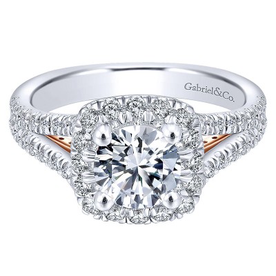 Engagement Ring 14k White/pink Gold Diamond Halo
