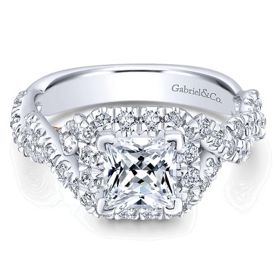 14K White/Pink Gold Diamond Halo Two-Tone Engagement Ring ER12831S4T44Jj