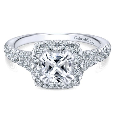 14K White/Pink Gold Diamond Halo Two-Tone Engagement Ring ER12835C4T44Jj