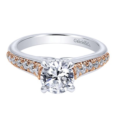 Engagement Ring 14k White/pink Gold Diamond Straight