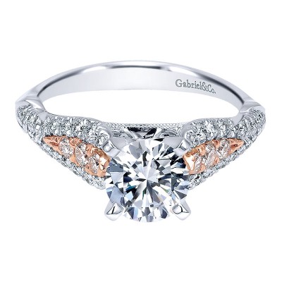 14K White/Pink Gold Diamond Straight Two-Tone Engagement Ring ER11879R4T44Jj