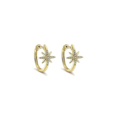 14k Yellow Gold Diamond Classic Hoop Earrings