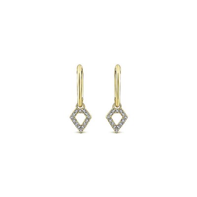 14k Yellow Gold Diamond Drop Earrings