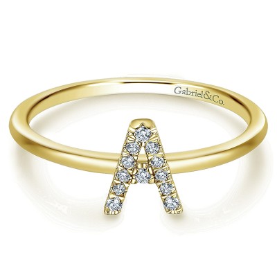 Ladies' Ring 14k Yellow Gold Stackable Initial
