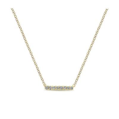 14k Yellow Gold Diamond PavÃ¯Â¿Â½ Bar Necklace