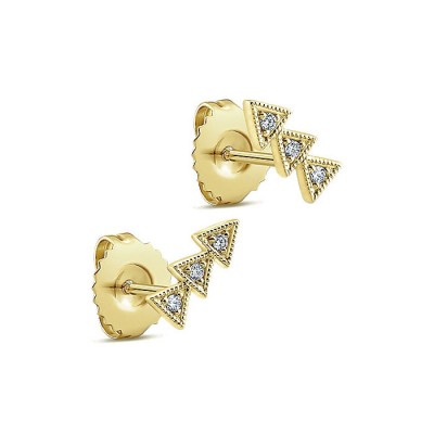 14k Yellow Gold Diamond Stud Earrings
