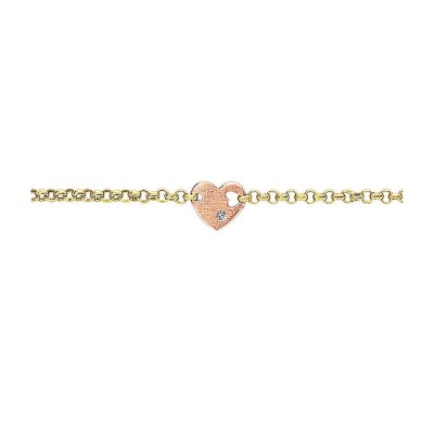 14k Yellow/pink Gold Diamond Heart Bracelet
