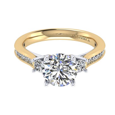 Engagement Ring 14k Yellow/white Gold Diamond 3 Stones