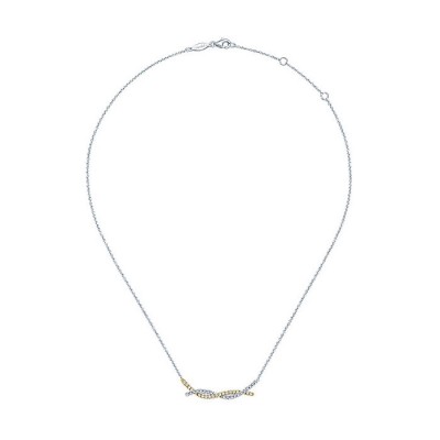 14k Yellow/white Gold Diamond Bar Necklace