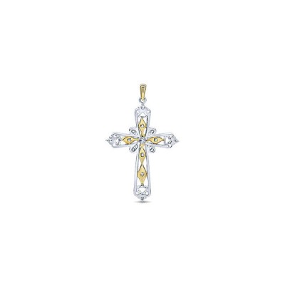 14k Yellow/white Gold Diamond Cross Cross Pendant